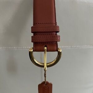 Coach tan leather belt with solid brass buckle - size large
